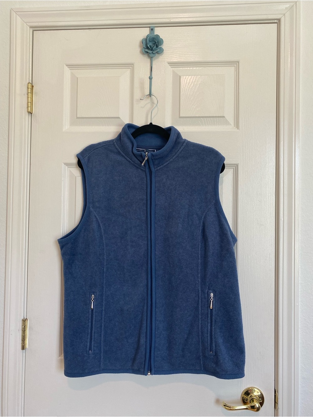 Karen Scott Blue Fleece Zip-Up Vest - XL